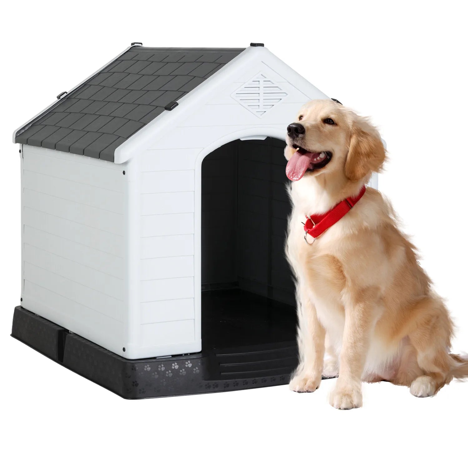 39 Inch Large Dog House Kennel Durable Plastic Dog House for Small Medium Large