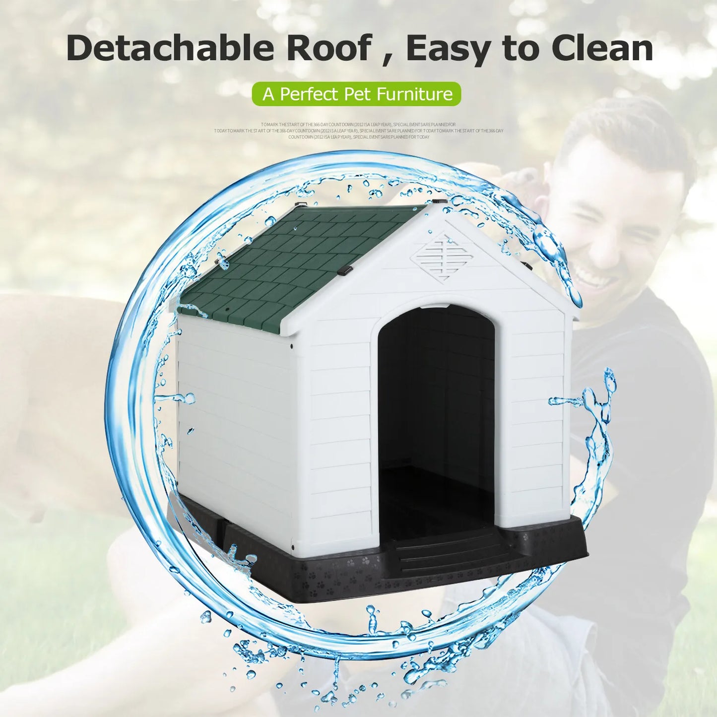 39 Inch Large Dog House Kennel Durable Plastic Dog House for Small Medium Large