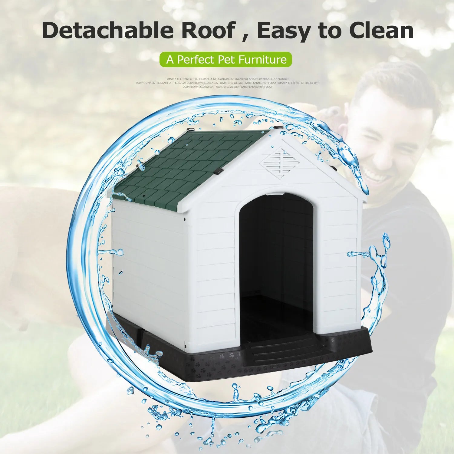 39 Inch Large Dog House Kennel Durable Plastic Dog House for Small Medium Large
