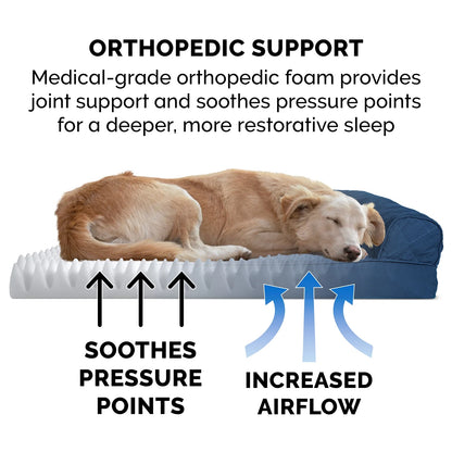Pet Products Quilted Orthopedic Sofa Pet Bed for Dogs & Cats - Navy, Jumbo