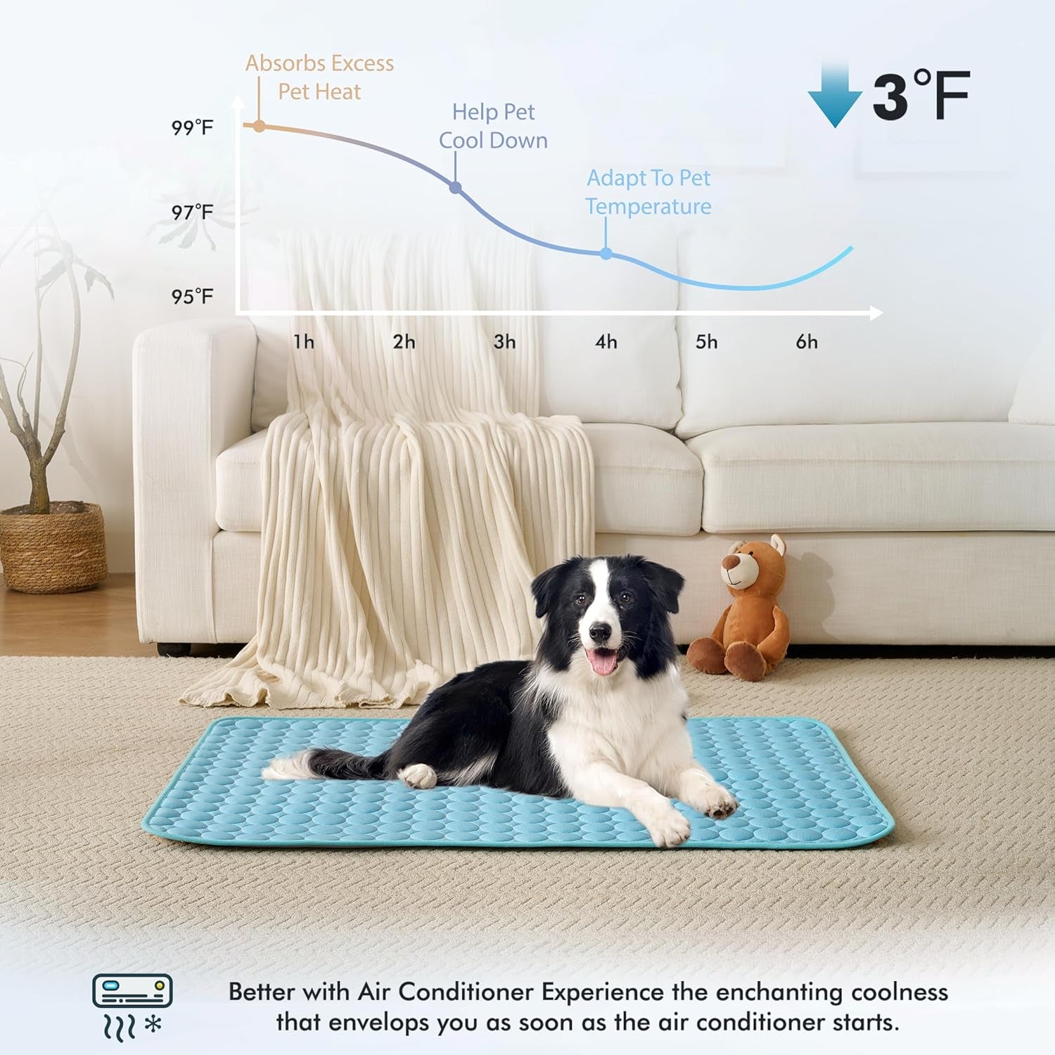 Summer Cooling Mat & Sleeping Pad- Water Absorption Top, Materials Safe, Easy Carry, EZ Clean. Keep Cooling for Pets, Kids and Adults.(Blue, 28" X 22")