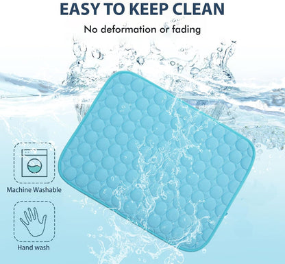 Summer Cooling Mat & Sleeping Pad- Water Absorption Top, Materials Safe, Easy Carry, EZ Clean. Keep Cooling for Pets, Kids and Adults.(Blue, 28" X 22")