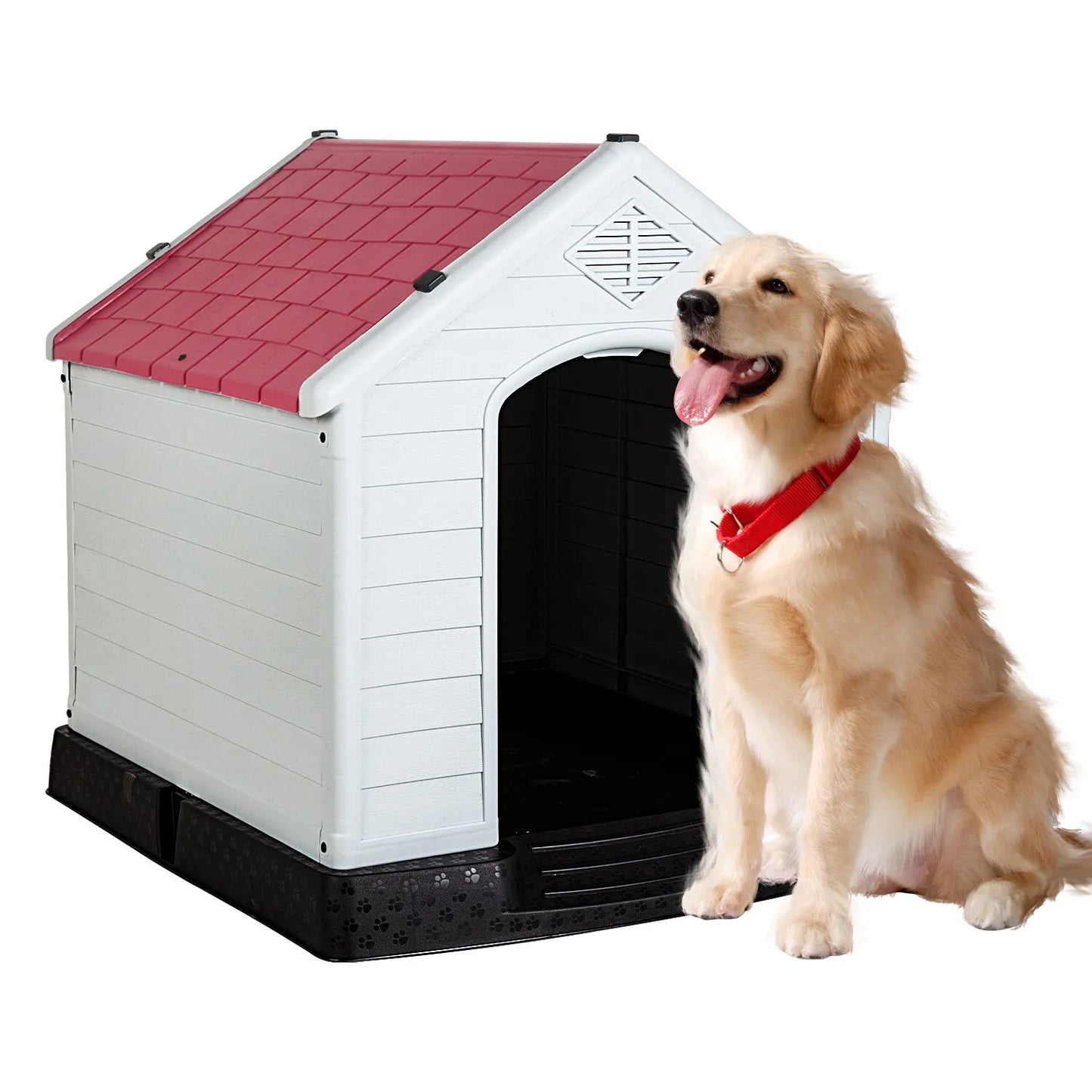39 Inch Large Dog House Kennel Durable Plastic Dog House for Small Medium Large