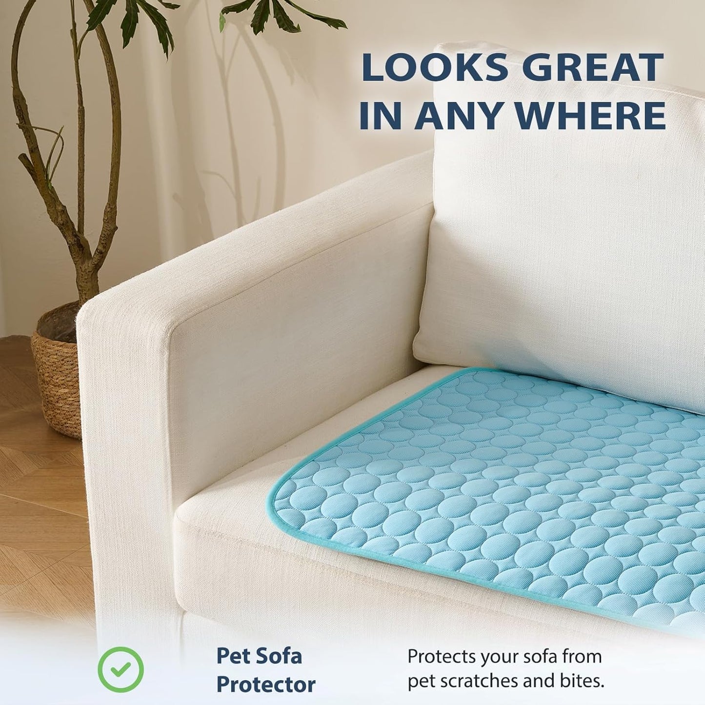 Summer Cooling Mat & Sleeping Pad- Water Absorption Top, Materials Safe, Easy Carry, EZ Clean. Keep Cooling for Pets, Kids and Adults.(Blue, 28" X 22")