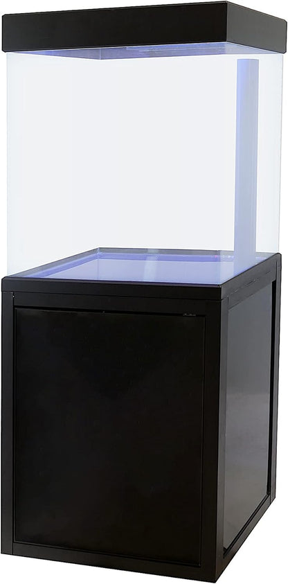 40 Gallon Glass Aquarium with Aluminum Cabinet - Including Sump for Filtration and Circulation, Plumbing, LED, Black