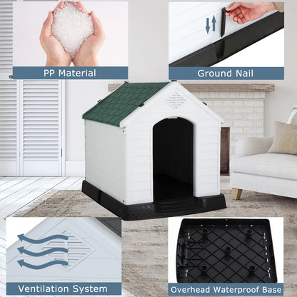 39 Inch Large Dog House Kennel Durable Plastic Dog House for Small Medium Large