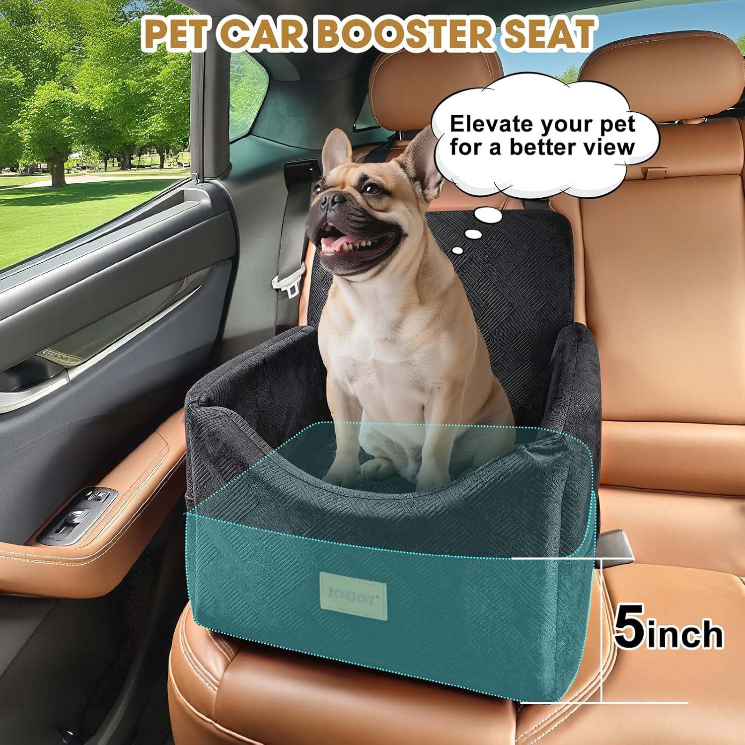 Dog Car Seats for Small Medium Dogs under 35Lbs, Dog Booster Seat with Detachable Washable Cover and Cushion, Memory Foam Pet Car Seat with Safety Belt and Storage Pockets (Black)