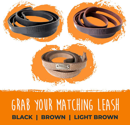 Leather Dog Collar - Genuine Distressed Leather - Strong Metal Buckle - Ultimate Comfort - Modern Style for All Dogs Breeds - Comfort Puppy Collar - (Medium - Brown)