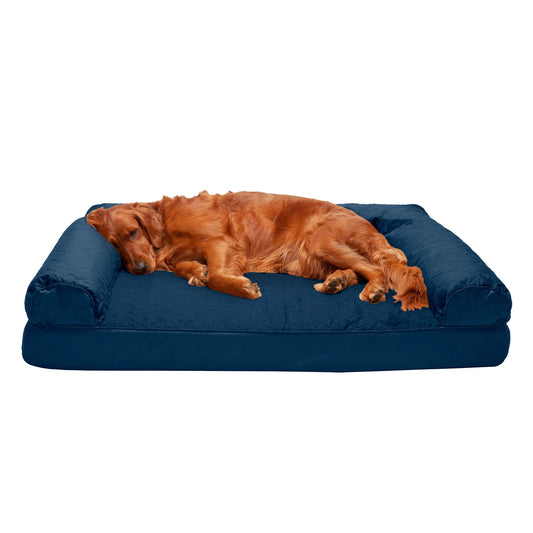 Pet Products Quilted Orthopedic Sofa Pet Bed for Dogs & Cats - Navy, Jumbo