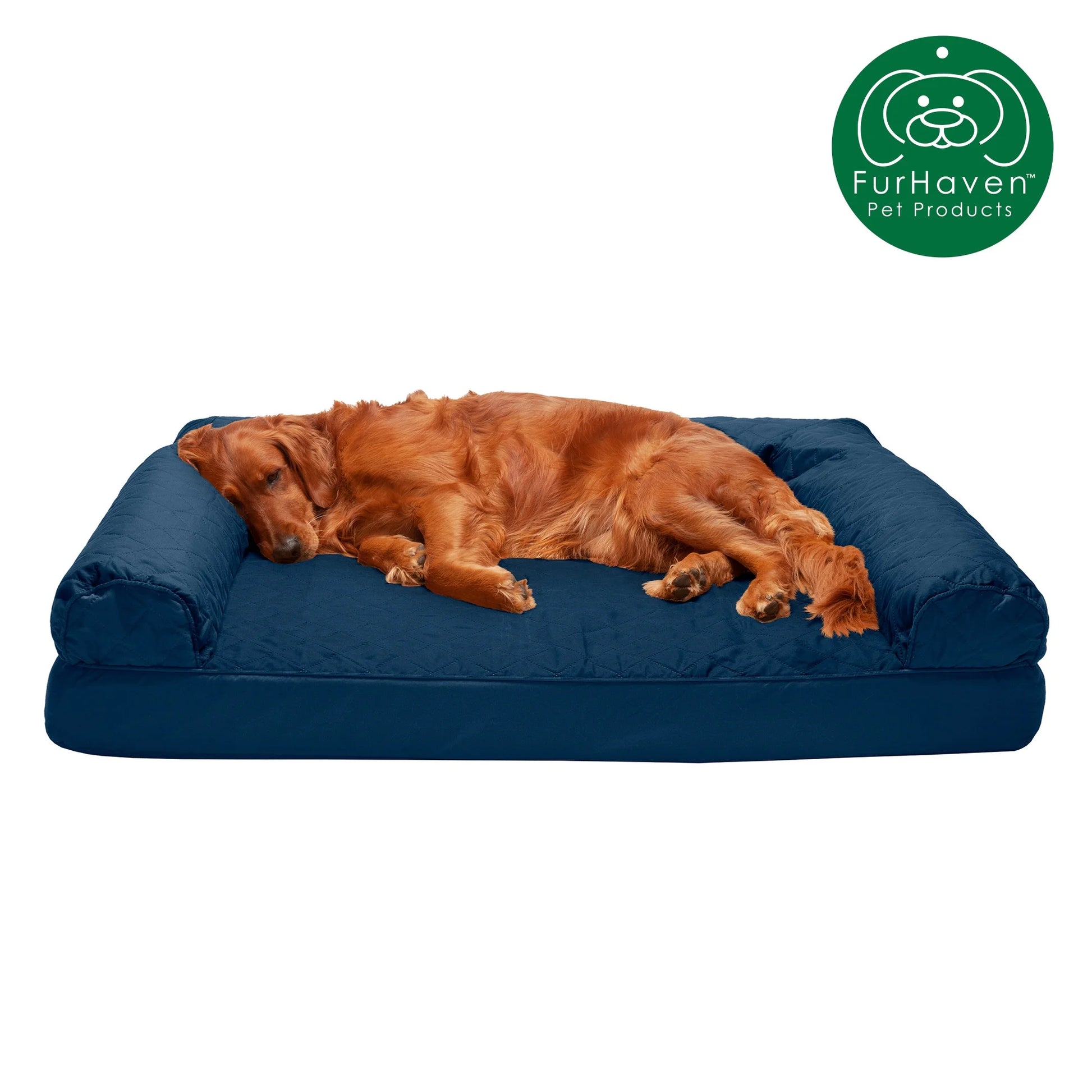 Pet Products Quilted Orthopedic Sofa Pet Bed for Dogs & Cats - Navy, Jumbo