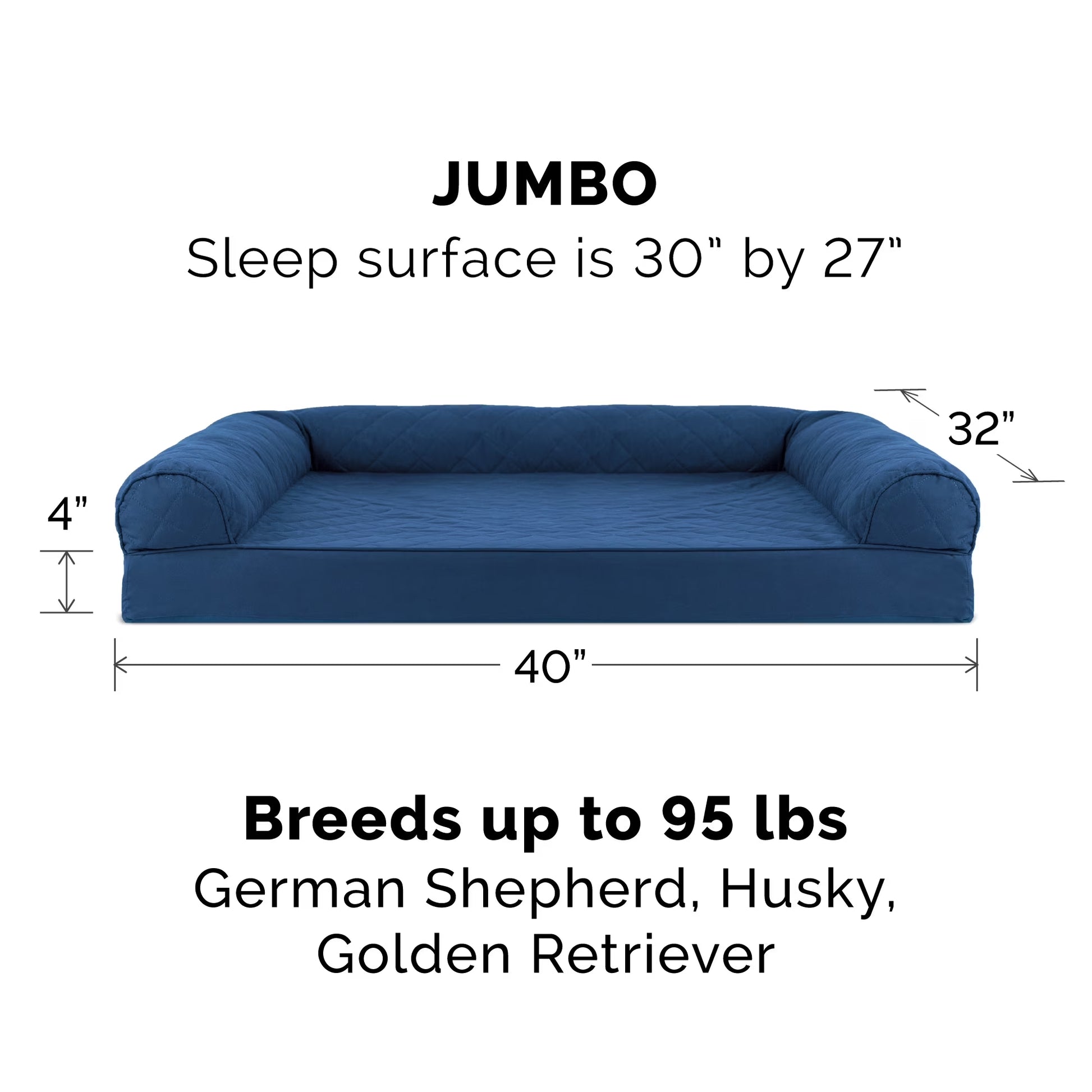 Pet Products Quilted Orthopedic Sofa Pet Bed for Dogs & Cats - Navy, Jumbo