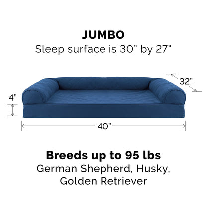 Pet Products Quilted Orthopedic Sofa Pet Bed for Dogs & Cats - Navy, Jumbo