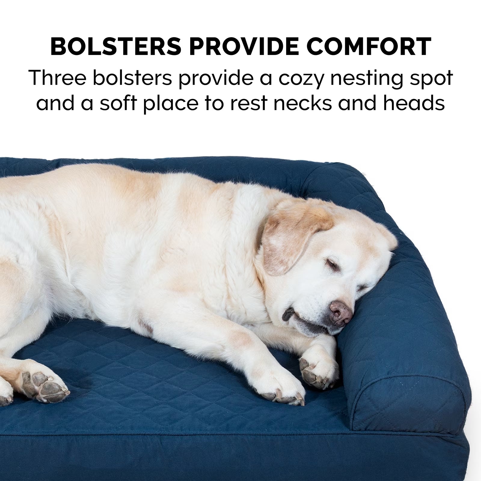 Pet Products Quilted Orthopedic Sofa Pet Bed for Dogs & Cats - Navy, Jumbo