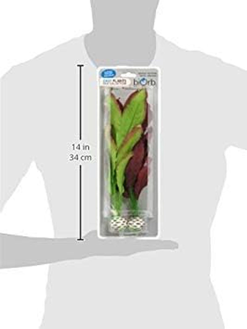 Silk Plant Set Medium Green & Purple