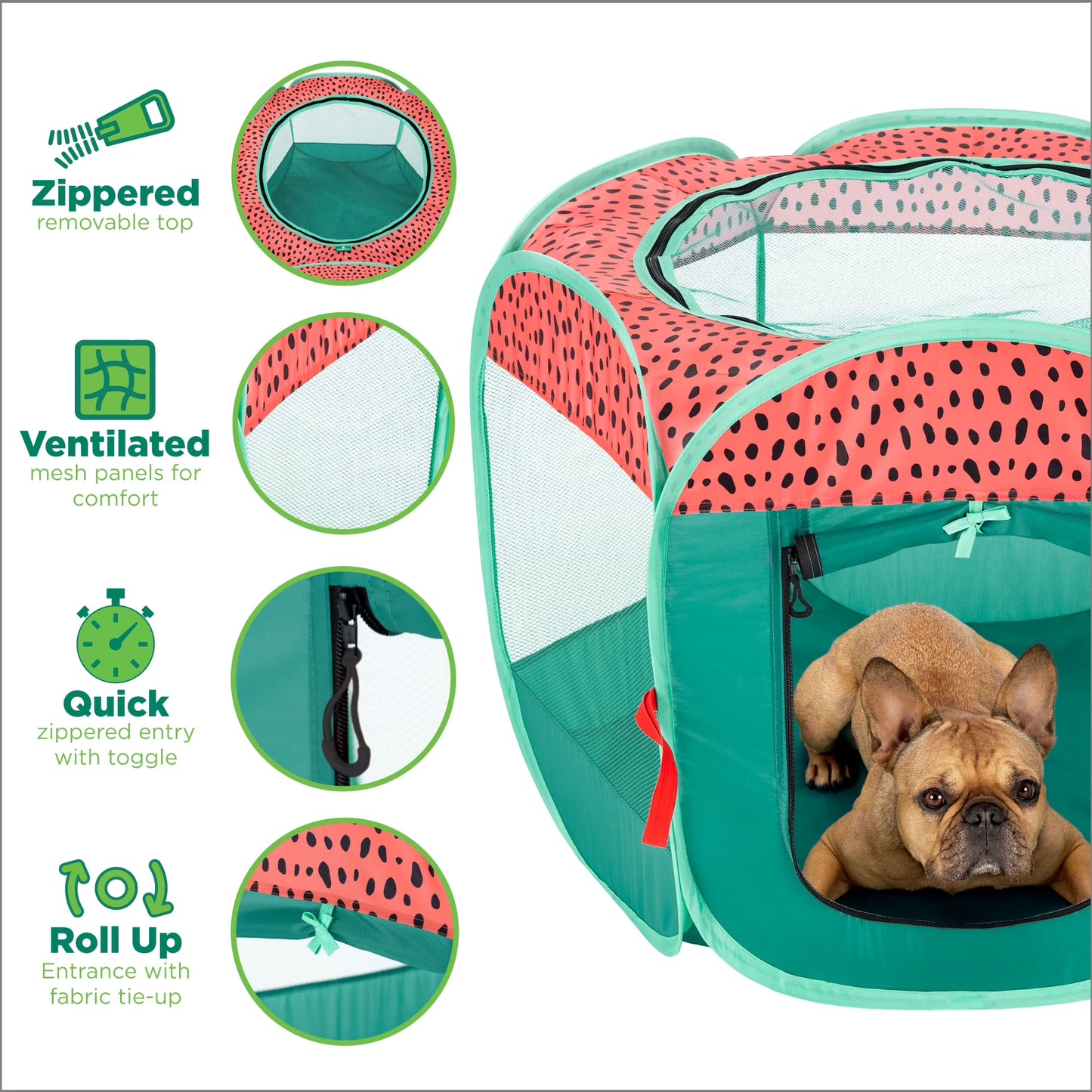 Pet Products Mesh Open-Air Pet Playpen - Watermelon, Medium