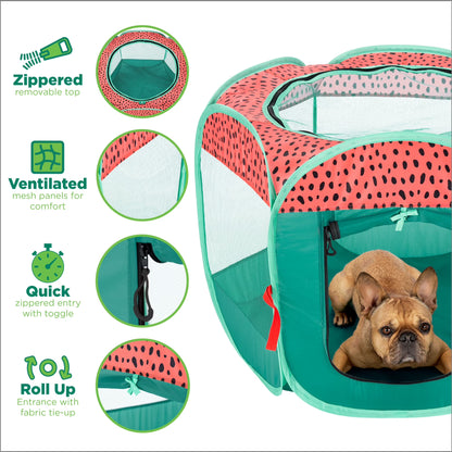 Pet Products Mesh Open-Air Pet Playpen - Watermelon, Medium