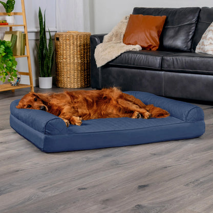 Pet Products Quilted Orthopedic Sofa Pet Bed for Dogs & Cats - Navy, Jumbo